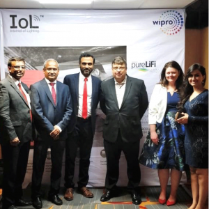 Wipro Lighting and pureLiFi. Right to Left: Nazia Sayyed, Sarah Scace, Dominic McAlistair, Ramakrishna Puranam, Makarand Sainis